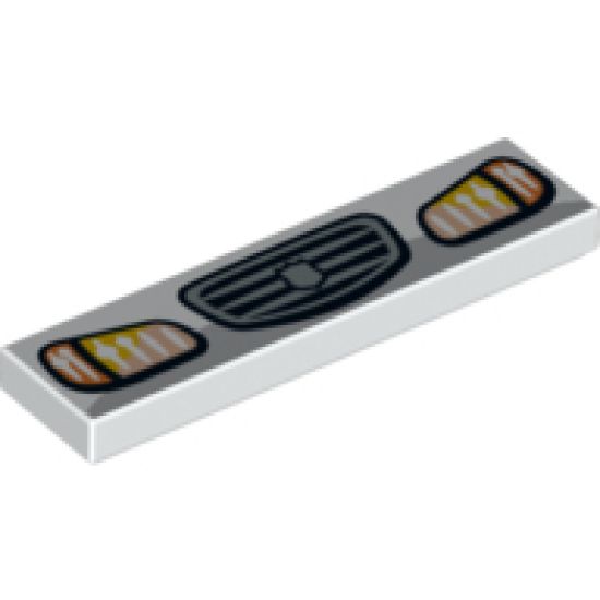 Tile 1 x 4 with Headlights and Grille with Badge Pattern