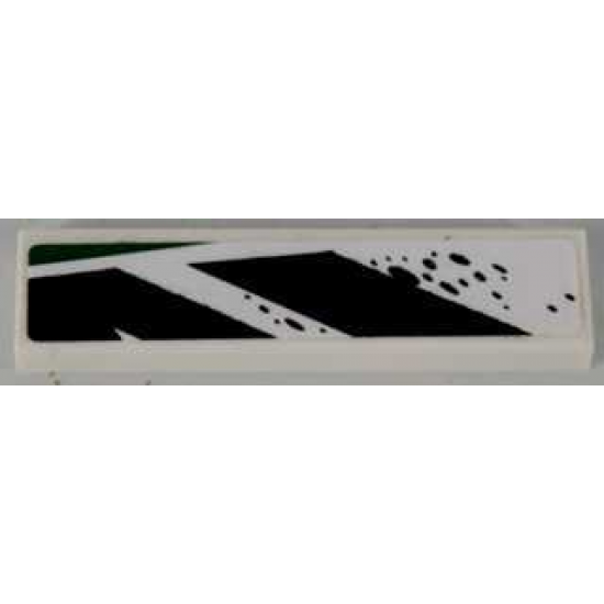 Tile 1 x 4 with Black and Green Pattern Model Left Side (Sticker) - Set 8864