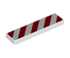 Tile 1 x 4 with Red and White Danger Stripes (White Corners) Pattern