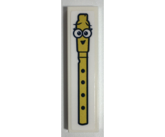 Tile 1 x 4 with Gold Recorder Flute with Face Pattern (Sticker) - Set 41252