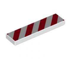 Tile 1 x 4 with Red and White Danger Stripes Red Pattern