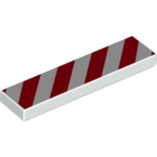 Tile 1 x 4 with Red and White Danger Stripes Red Pattern