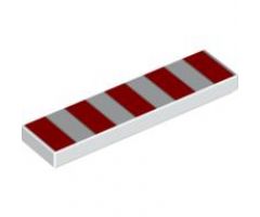 Tile 1 x 4 with 5 Red Stripes Pattern