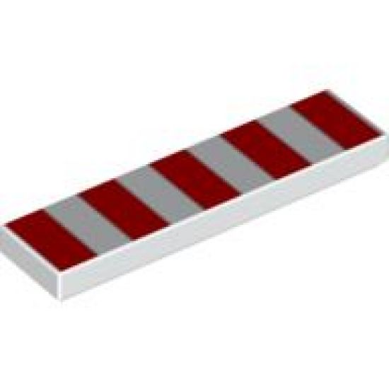 Tile 1 x 4 with 5 Red Stripes Pattern