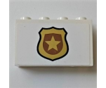 Panel 1 x 4 x 2 with Side Supports - Hollow Studs with Gold Police Badge with Black Outline Pattern (Sticker) - Set 60209