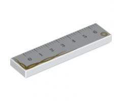 Tile 1 x 4 with Ruler with Gold Trim Pattern