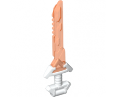 Minifigure, Weapon Sword with Wide Pommel and Trans-Neon Orange Serrated Blade (Key-Tana)