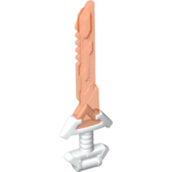 Minifigure, Weapon Sword with Wide Pommel and Trans-Neon Orange Serrated Blade (Key-Tana)