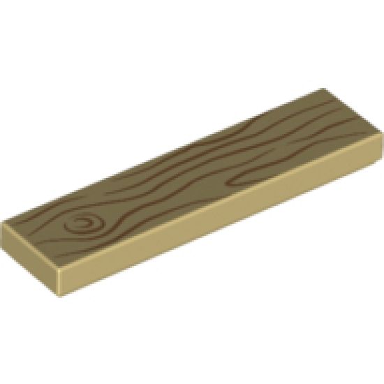 Tile 1 x 4 with Wood Grain Medium Nougat Pattern