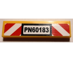 Tile 1 x 4 with 'PN60183' License Plate and Red and White Danger Stripes Pattern (Sticker) - Set 60183