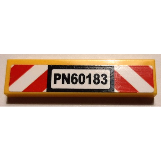 Tile 1 x 4 with 'PN60183' License Plate and Red and White Danger Stripes Pattern (Sticker) - Set 60183