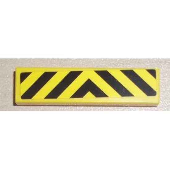Tile 1 x 4 with Black and Yellow Danger Stripes Pattern (Sticker) - Set 7936