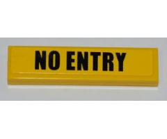 Tile 1 x 4 with Black 'NO ENTRY' on Yellow Background Pattern (Sticker) - Set 8197