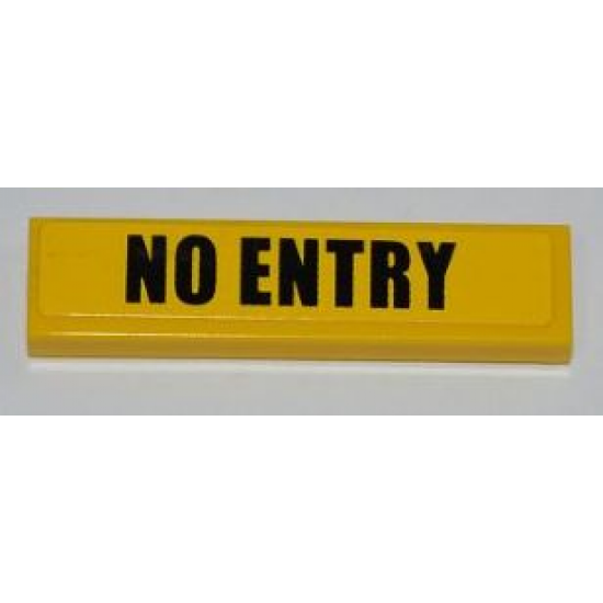 Tile 1 x 4 with Black 'NO ENTRY' on Yellow Background Pattern (Sticker) - Set 8197