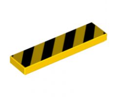 Tile 1 x 4 with Black and Yellow Danger Stripes Black Pattern