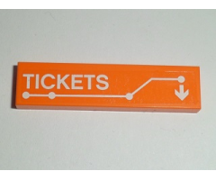 Tile 1 x 4 with White 'TICKETS', Arrow and Transit Route on Transparent Background Pattern (Sticker) - Set 60097