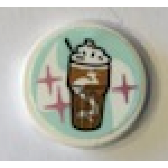 Tile, Round 2 x 2 with Bottom Stud Holder with Chocolate Milkshake Pattern (Sticker) - Set 41349