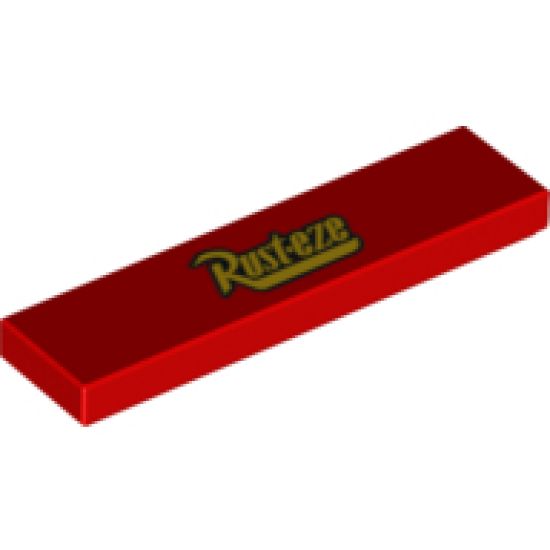 Tile 1 x 4 with Gold and Black 'Rust-eze' Pattern