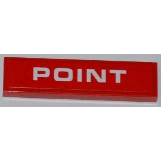 Tile 1 x 4 with White 'POINT' on Red Background Pattern (Sticker) - Set 8126