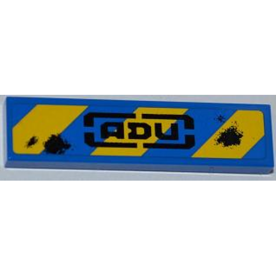 Tile 1 x 4 with Blue and Yellow Danger Stripes, 'ADU' and 2 Laser Burns Pattern (Sticker) - Set 7052