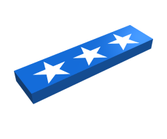 Tile 1 x 4 with 3 White Stars Pattern