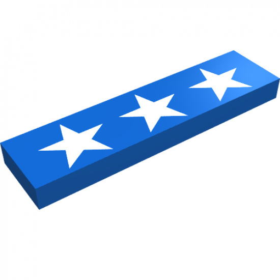 Tile 1 x 4 with 3 White Stars Pattern