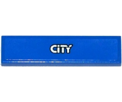 Tile 1 x 4 with Silver 'CITY' on Blue Background Pattern (Sticker) - Set 60075