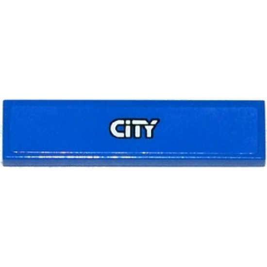 Tile 1 x 4 with Silver 'CITY' on Blue Background Pattern (Sticker) - Set 60075