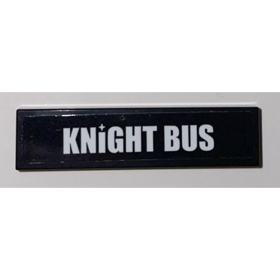 Tile 1 x 4 with White 'KNIGHT BUS' Pattern (Sticker) - Set 75957