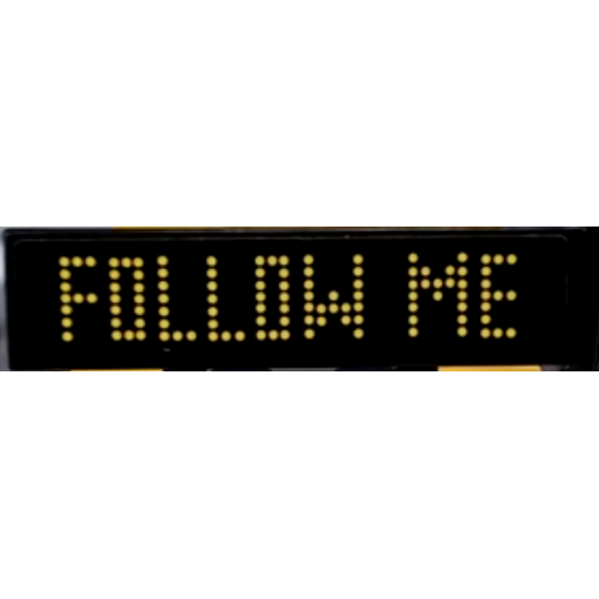 Tile 1 x 4 with Yellow 'FOLLOW ME' on Black Background Pattern (Sticker) - Set 60102