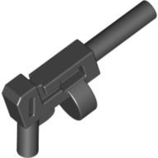 Minifigure, Weapon Gun, Pistol Automatic Long Barrel and Round Magazine (Tommy Gun)