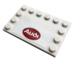 Tile, Modified 4 x 6 with Studs on Edges with 'Audi' on Red Background Pattern (Sticker) - Set 76897