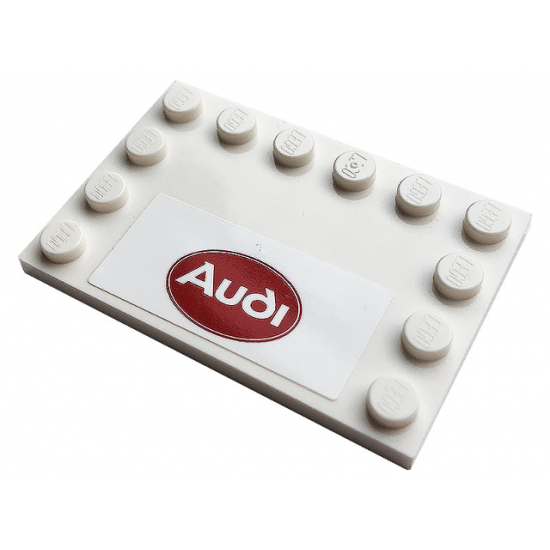 Tile, Modified 4 x 6 with Studs on Edges with 'Audi' on Red Background Pattern (Sticker) - Set 76897
