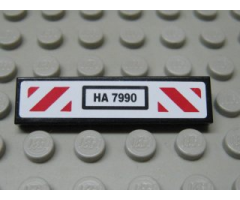 Tile 1 x 4 with 'HA 7990' and Red and White Diagonal Stripes Pattern (Sticker) - Set 7990