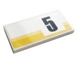 Tile 2 x 4 with Yellow Stripes and Black Number 5 Pattern Model Right Side (Sticker) - Set 76897
