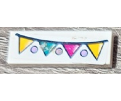 Tile 1 x 3 with Triangle Flags Banner and Dots Pattern (Sticker) - Set 41334