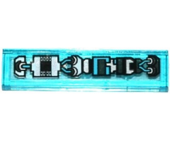Tile 1 x 4 with Black, Silver and Medium Blue Mechanical Pattern Type 2 (Sticker) - Set 70170