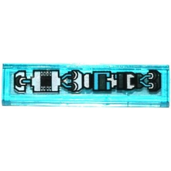 Tile 1 x 4 with Black, Silver and Medium Blue Mechanical Pattern Type 2 (Sticker) - Set 70170