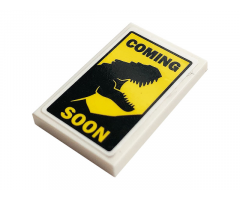 Tile 2 x 3 with 'COMING SOON' and Dinosaur Pattern (Sticker) - Set 75934