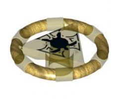 Ring with Center Triangle with Gold Bands and Turtle Pattern (Atlantis Treasure Key)
