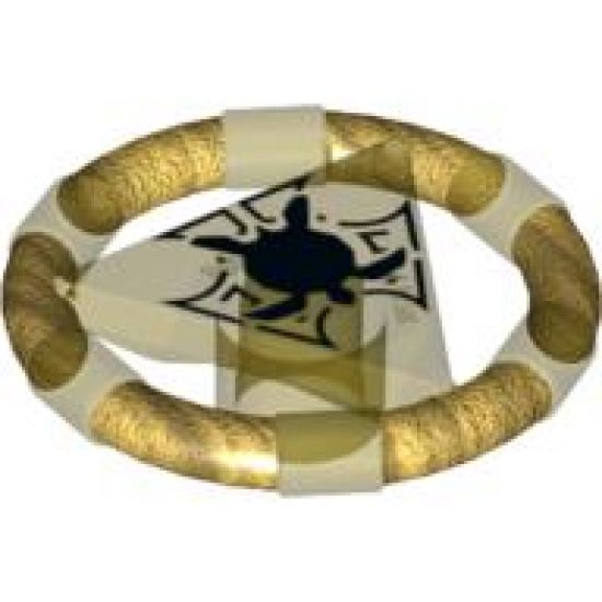 Ring with Center Triangle with Gold Bands and Turtle Pattern (Atlantis Treasure Key)