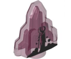 Rock 1 x 2 Crystal Stepped with Minifigure Arm Digging through Black Dirt Moonstone Pattern