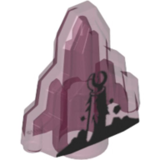 Rock 1 x 2 Crystal Stepped with Minifigure Arm Digging through Black Dirt Moonstone Pattern