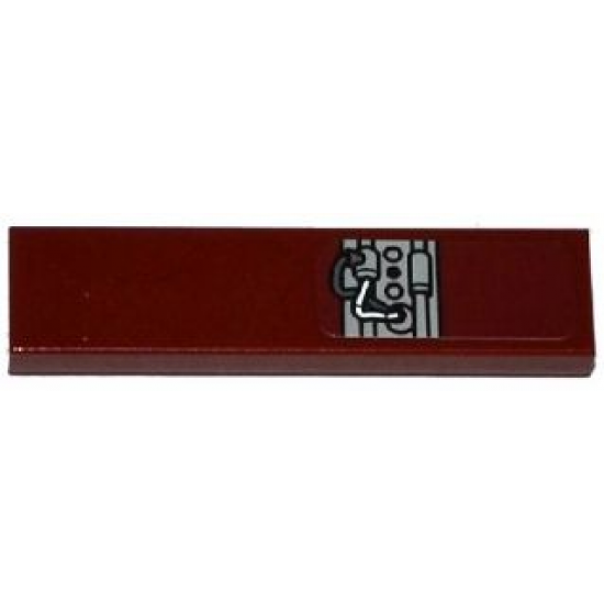 Tile 1 x 4 with SW Landspeeder Circuitry on Dark Red Background Pattern (Sticker) - Set 75052