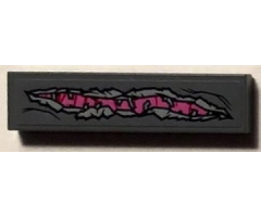 Tile 1 x 4 with Long Rip Exposing Bright Pink Abilisk Skin Pattern (Sticker) - Set 76081