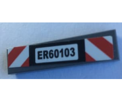 Tile 1 x 4 with with 'ER60103' License Plate and Red and White Danger Stripes Pattern (Sticker) - Set 60103