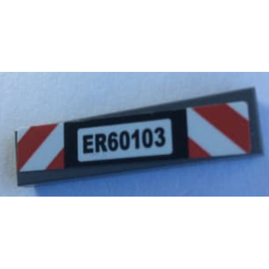 Tile 1 x 4 with with 'ER60103' License Plate and Red and White Danger Stripes Pattern (Sticker) - Set 60103