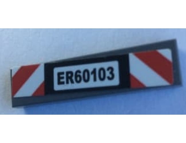 Tile 1 x 4 with with 'ER60103' License Plate and Red and White Danger Stripes Pattern (Sticker) - Set 60103