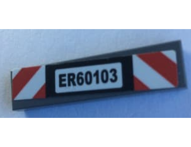 Tile 1 x 4 with with 'ER60103' License Plate and Red and White Danger Stripes Pattern (Sticker) - Set 60103