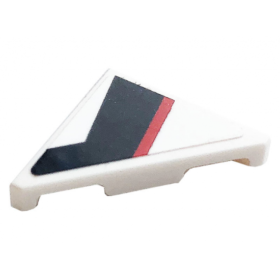 Tile, Modified 2 x 2 Triangular with Red and Black Stripes Pattern Model Left Side (Sticker) - Set 76896